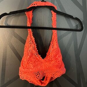 Aerie Lace Halter Bralette - Bright Orange